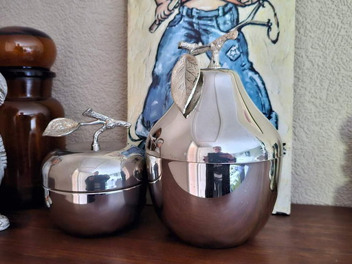 2x Silver-plated set of ice cream cooler and bonbon dish