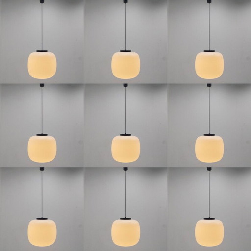 Set of 10 large vintage glass pendant lamps 1970s