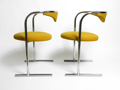 Two Original 1970S Tubular Steel Upholstered Chairs By Hanno Von Gustedt For Thonet Model S30