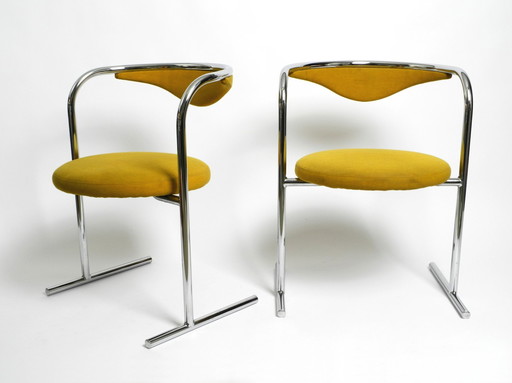 Two Original 1970S Tubular Steel Upholstered Chairs By Hanno Von Gustedt For Thonet Model S30