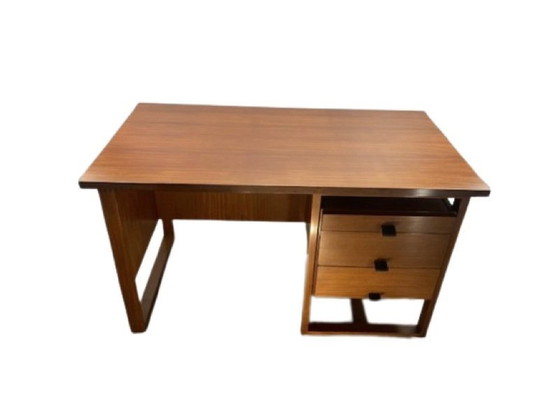 Image 1 of Scrivania vintage, 1960-70, modello grande, legno, pelle
