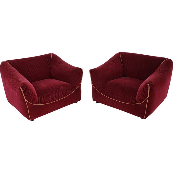 Image 1 of Pair of vintage velvet armchairs, Italy 1970