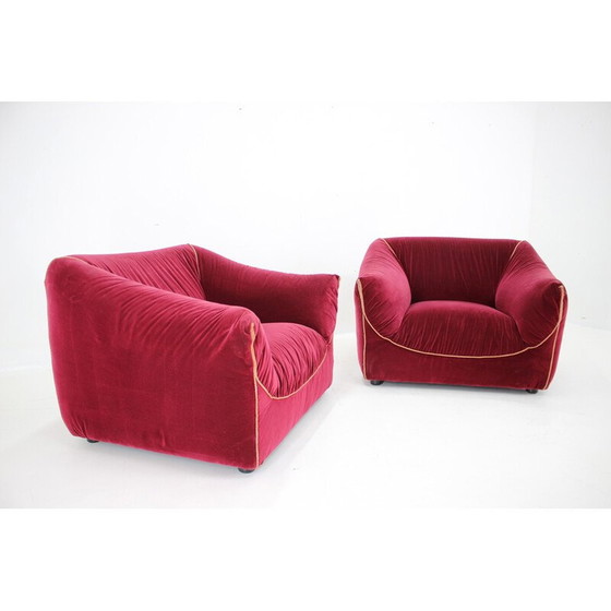 Image 1 of Pair of vintage velvet armchairs, Italy 1970