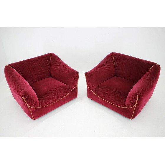 Image 1 of Pair of vintage velvet armchairs, Italy 1970