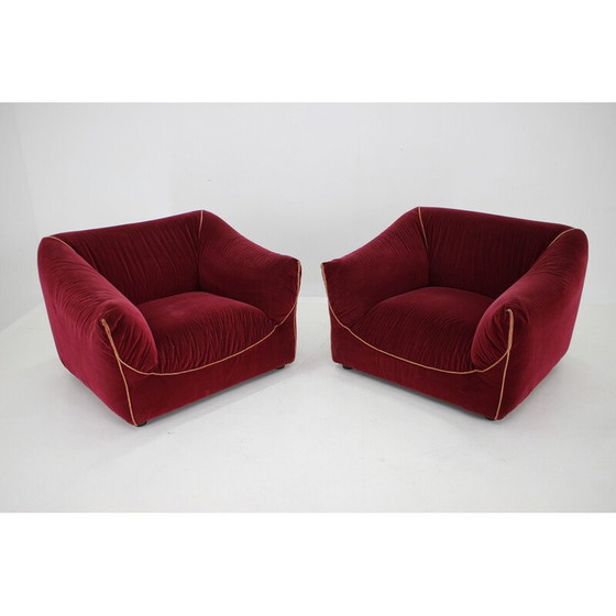 Image 1 of Pair of vintage velvet armchairs, Italy 1970