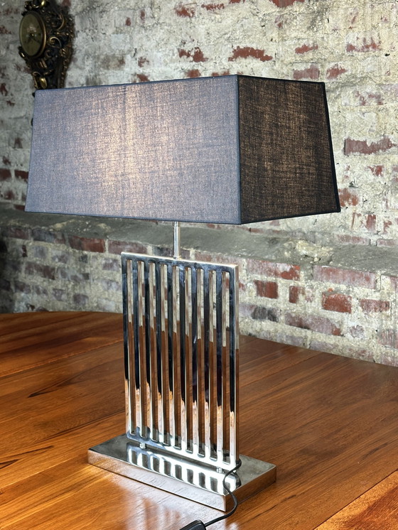 Image 1 of Chromed Metal Design Lamp 2000's Ht 70 Cm