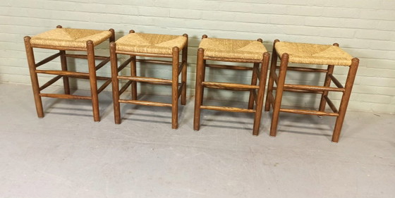 Image 1 of 4 X Wicker Rush Seat Stools