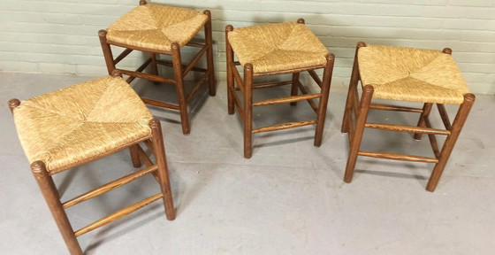 Image 1 of 4 X Wicker Rush Seat Stools