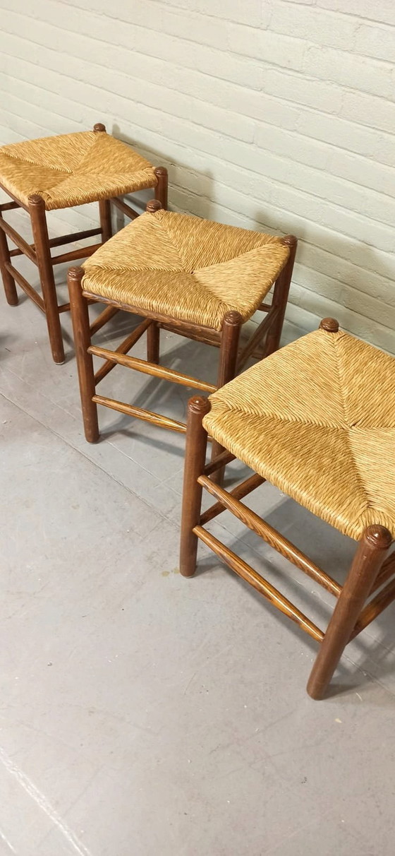 Image 1 of 4 X Wicker Rush Seat Stools