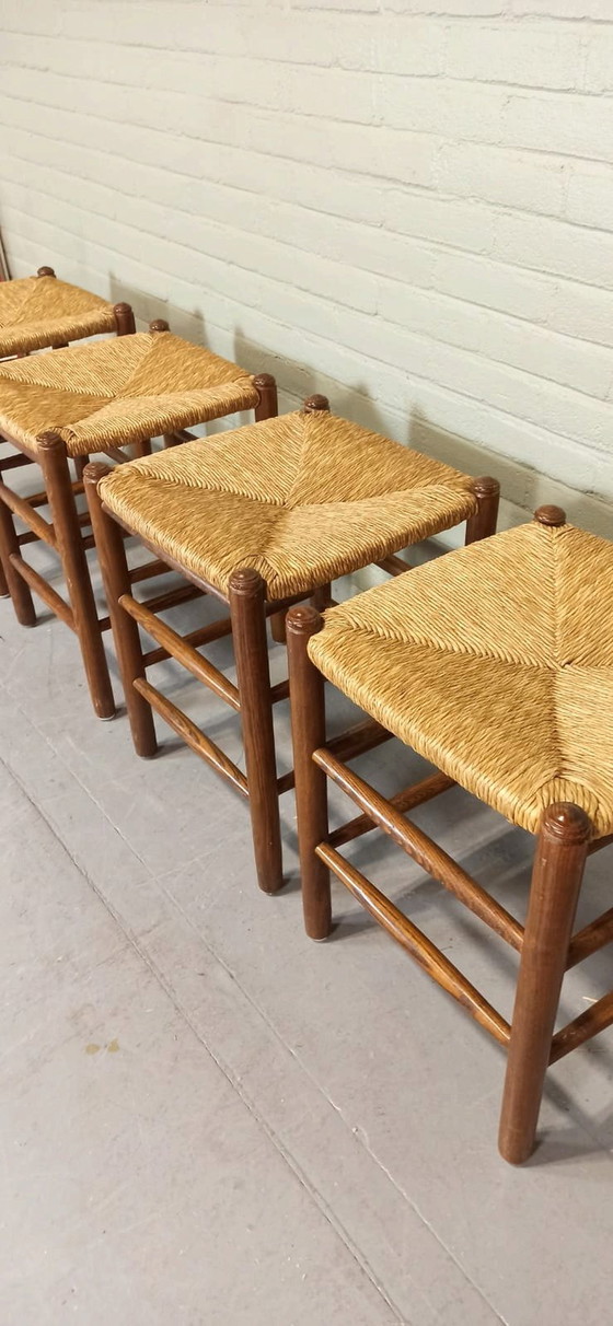 Image 1 of 4 X Wicker Rush Seat Stools