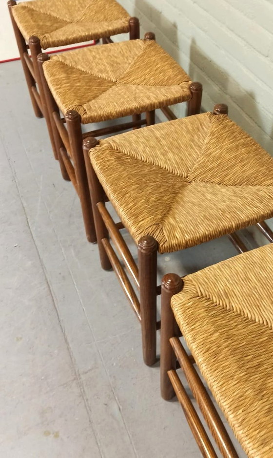 Image 1 of 4 X Wicker Rush Seat Stools