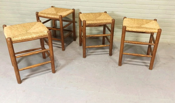 Image 1 of 4 X Wicker Rush Seat Stools