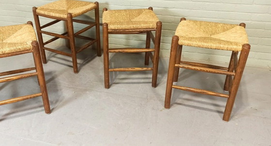 Image 1 of 4 X Wicker Rush Seat Stools