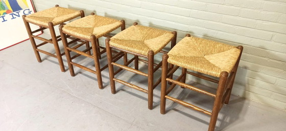 Image 1 of 4 X Wicker Rush Seat Stools