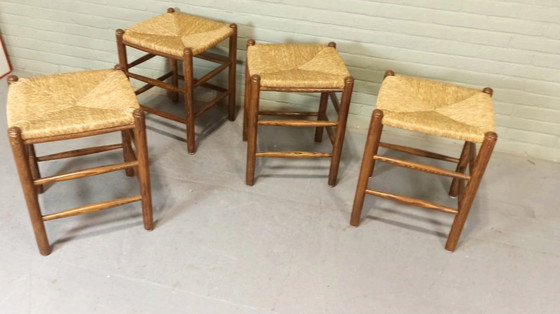 Image 1 of 4 X Wicker Rush Seat Stools