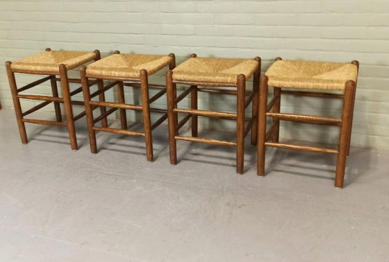 Image 1 of 4 X Wicker Rush Seat Stools