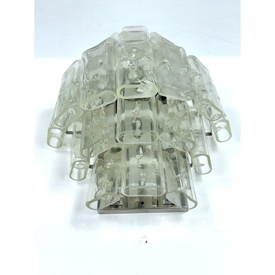 Image 1 of Pair of vintage clear Murano glass elements wall lamps, Italy 1970s