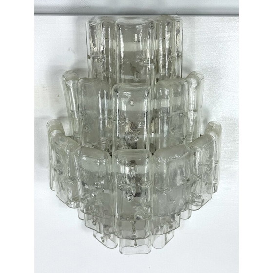 Image 1 of Pair of vintage clear Murano glass elements wall lamps, Italy 1970s
