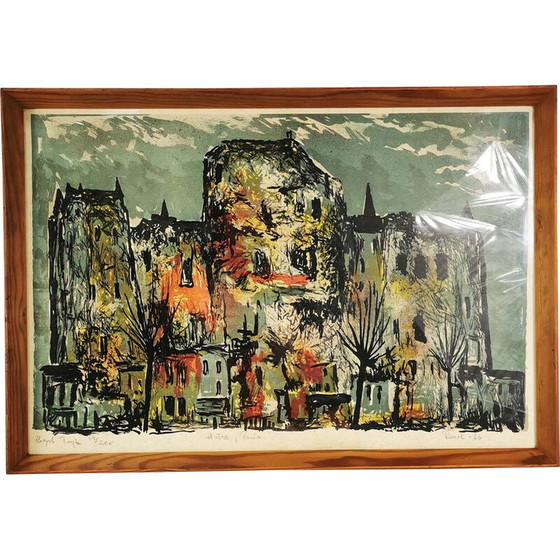 Image 1 of Vintage lithograph “Maisons Paris”, France 1960