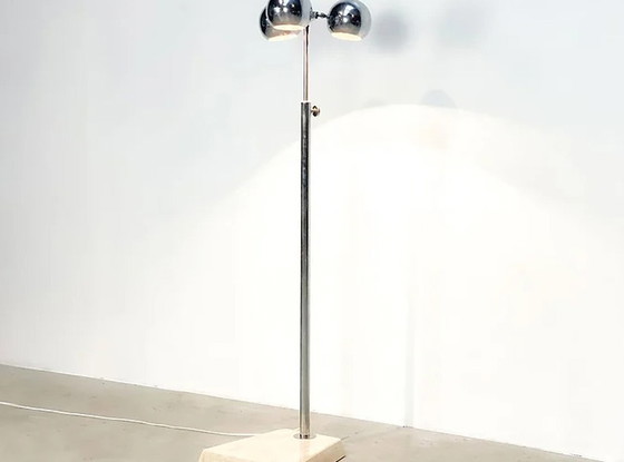 Image 1 of Italian floorlamp with travertine base