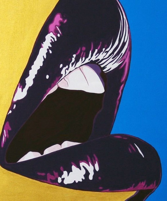 Image 1 of Painting - Tim Tilman - Golden Woman With Beautiful Lips - Pop Art - 2022