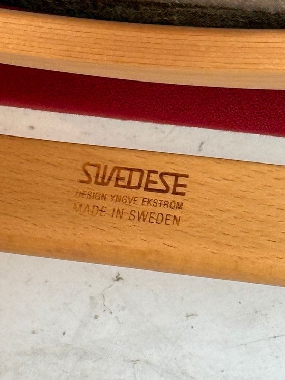 Image 1 of Yngve Ekstöm - Svedese - Lounge Chair Model ‘Lamello’ - New Filling / Restored - Red Fabric