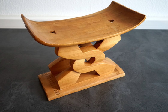 Image 1 of African vintage Ashanti Wisdom Knot stool, Ghana