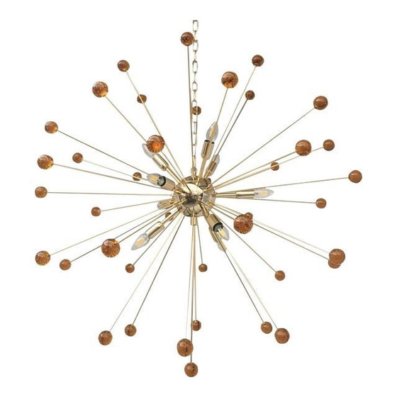 Image 1 of Contemporary Amber “Star” Murano Glass Sputnik Chandelier