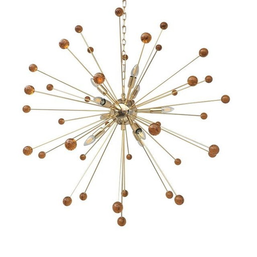 Contemporary Amber “Star” Murano Glass Sputnik Chandelier