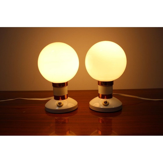 Image 1 of Pair of vintage metal and glass table lamps by Drukov, Czechoslovakia 1970