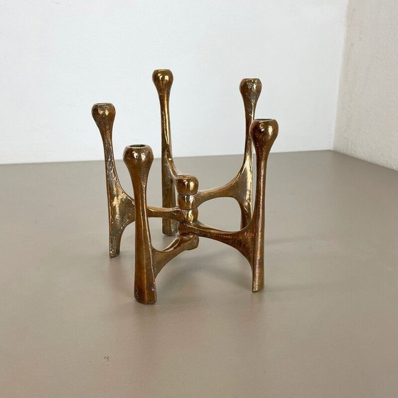 Image 1 of Mid century Brutalist bronze candlestick by Michael Harjes, Germany 1960s