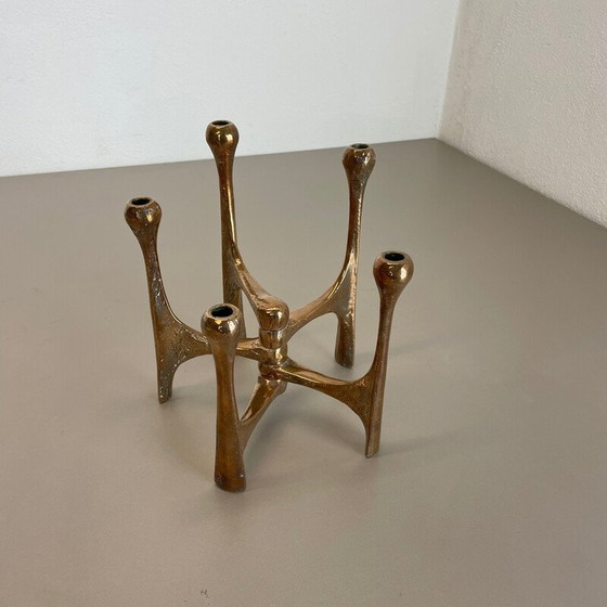 Image 1 of Mid century Brutalist bronze candlestick by Michael Harjes, Germany 1960s