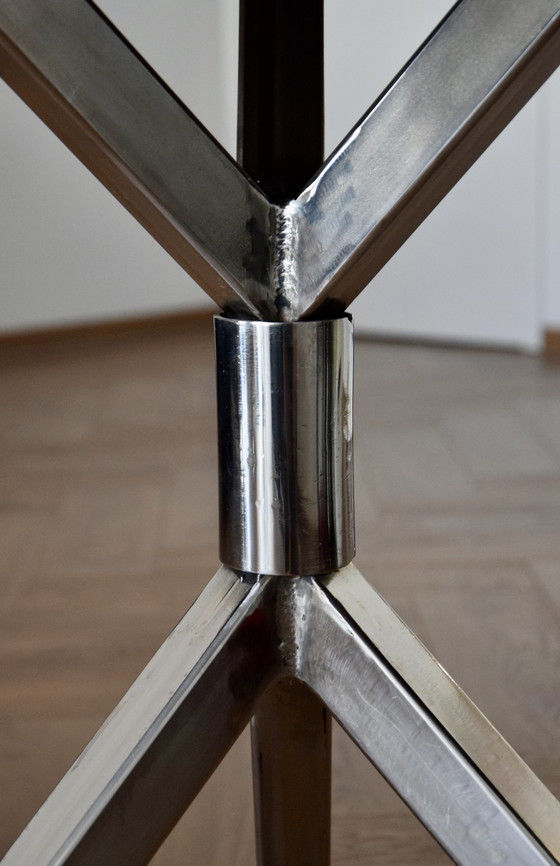 Image 1 of Dining table with stainless steel base