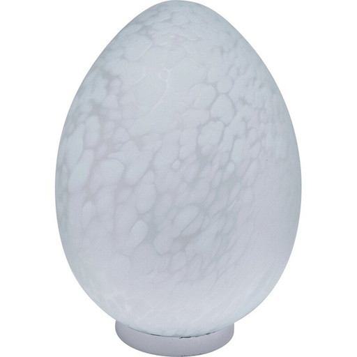 Vintage ovoid lamp in speckled glass for Domec Luminaires, France 1970