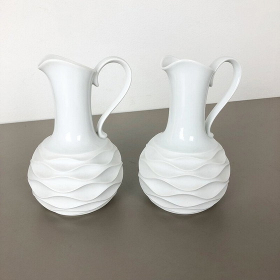 Image 1 of Pair of vintage OP Art porcelain vases, Germany 1970