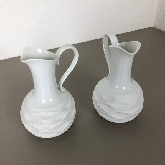 Image 1 of Pair of vintage OP Art porcelain vases, Germany 1970
