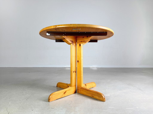 Extendable vintage dining table pine in the style of Rainer Daumiller