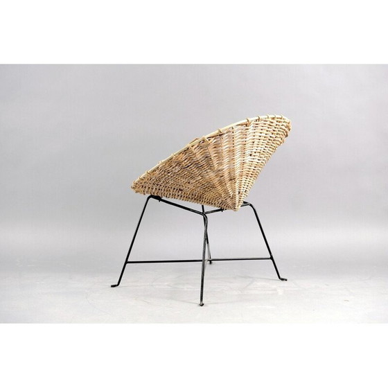 Image 1 of Sedia vintage in ferro e vimini, Germania 1960