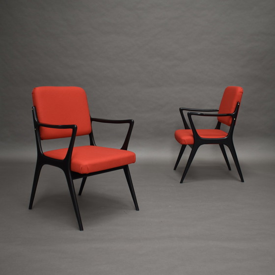 Image 1 of Alfred Hendrickx Model S5 Dining Chairs for BELFORM *New Upholstery* – Belgium, 1950’s