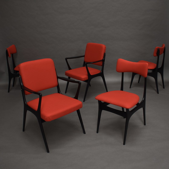 Image 1 of Alfred Hendrickx Model S5 Dining Chairs for BELFORM *New Upholstery* – Belgium, 1950’s