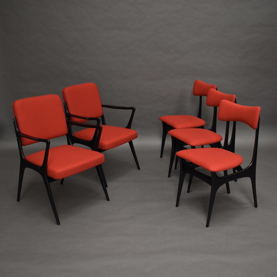 Image 1 of Alfred Hendrickx Model S5 dining chairs for BELFORM *New upholstery* - Belgium, 1950s