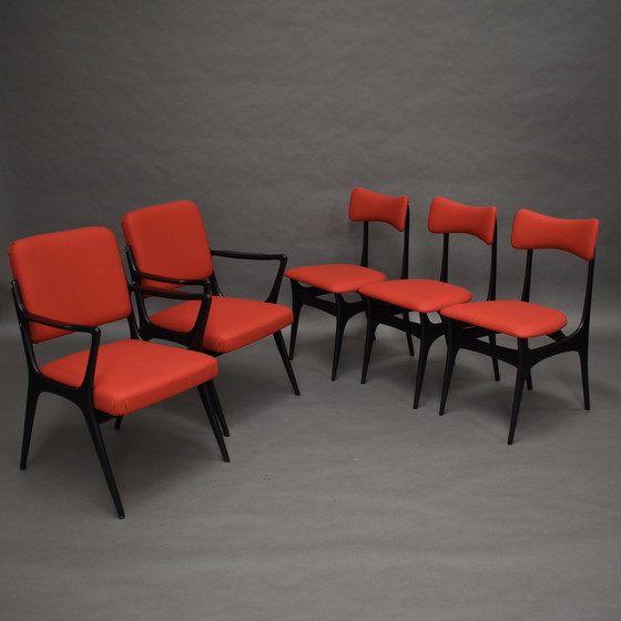 Image 1 of Alfred Hendrickx Model S5 Dining Chairs for BELFORM *New Upholstery* – Belgium, 1950’s