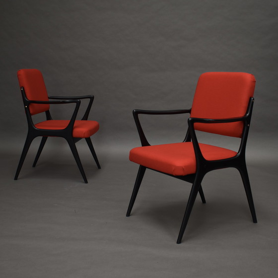 Image 1 of Alfred Hendrickx Model S5 Dining Chairs for BELFORM *New Upholstery* – Belgium, 1950’s