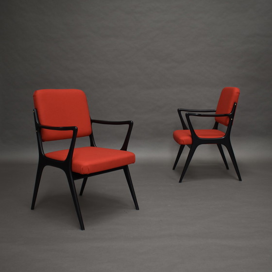 Image 1 of Alfred Hendrickx Model S5 Dining Chairs for BELFORM *New Upholstery* – Belgium, 1950’s