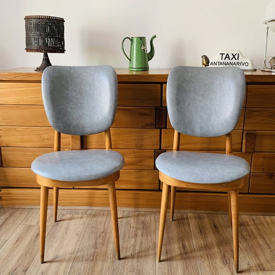 Image 1 of Pair of vintage Pegase chairs in solid beech for Baumann, 1960