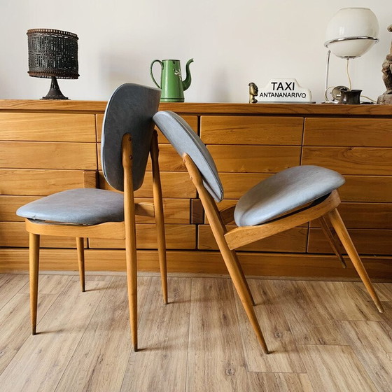 Image 1 of Pair of vintage Pegase chairs in solid beech for Baumann, 1960