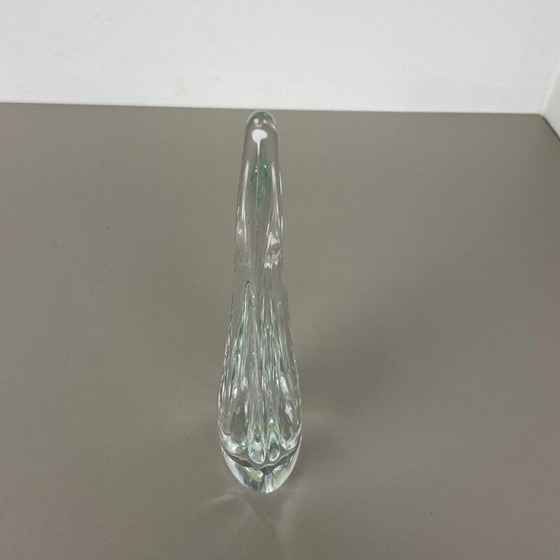Image 1 of Vintage floral crystal glass vase by Flavio Poli for Art Vannes, France 1970s