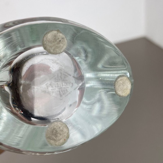 Image 1 of Vintage floral crystal glass vase by Flavio Poli for Art Vannes, France 1970s