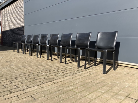 Image 1 of 8 sillas de cabina Cassina Mario Bellini en cuero negro con arnés