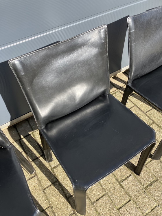 Image 1 of 8 sillas de cabina Cassina Mario Bellini en cuero negro con arnés